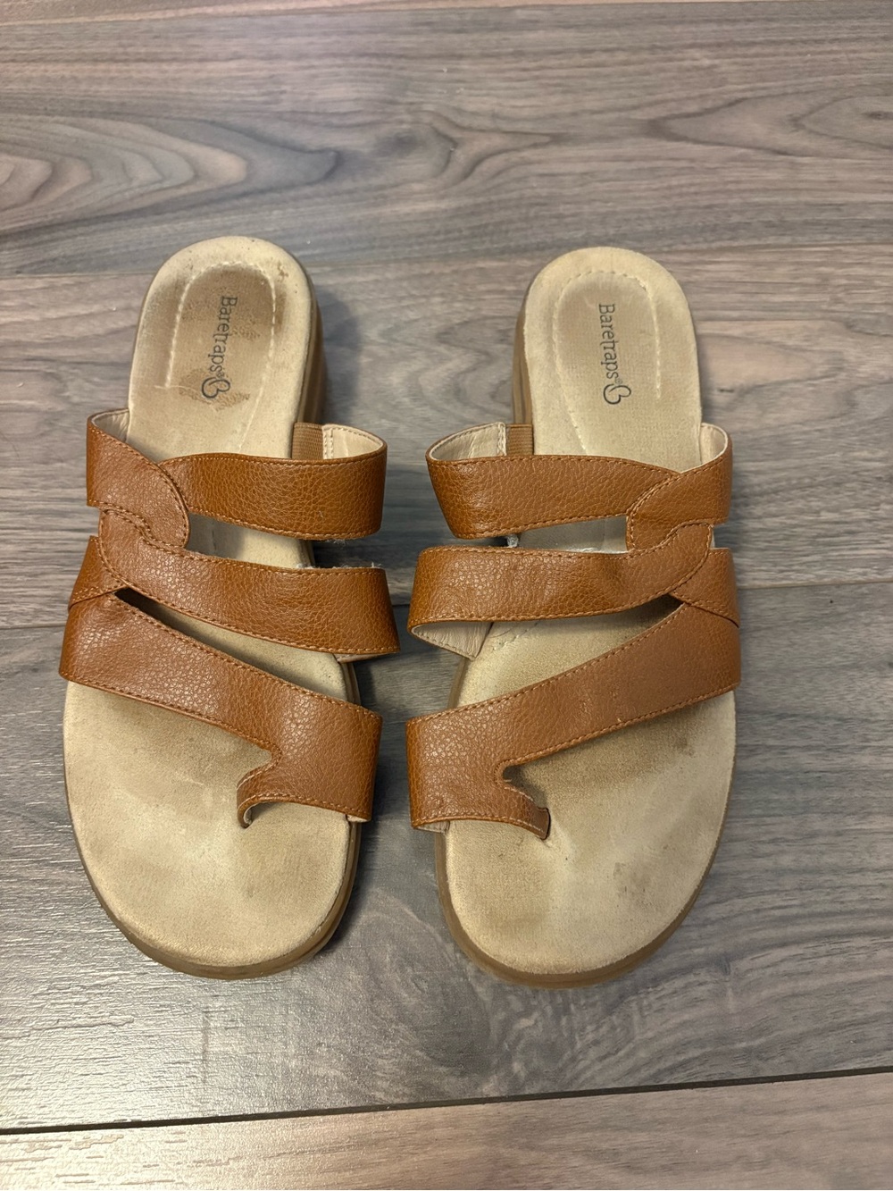 BareTraps Tan Multi-Strap Slide Sandals